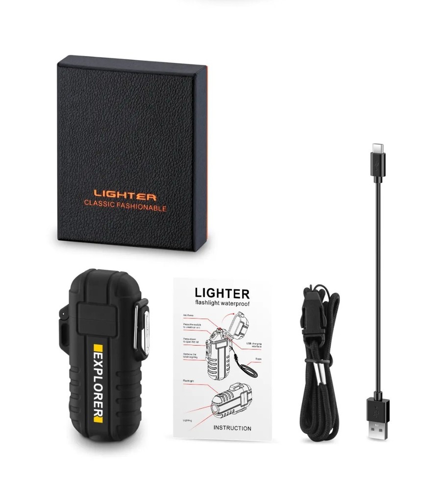 Rechargeable Plasma Lighter / Flashlight Survival Camping Hiking black