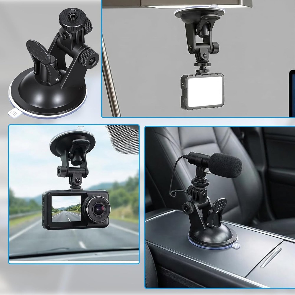 2 Pack Dash Cam Suction Cup Mount with 1/4 Screw Thread Windshield Camera Holder