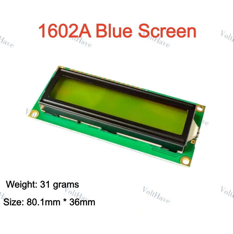 Blue Screen 1602A - LCD Liquid Crystal Display Screen 5V Voltage with Backlight