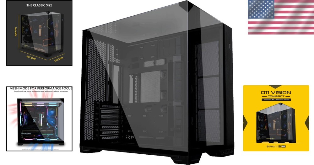 O11 Vision Compact ATX Computer Case: Tempered Glass & Back Connect Support