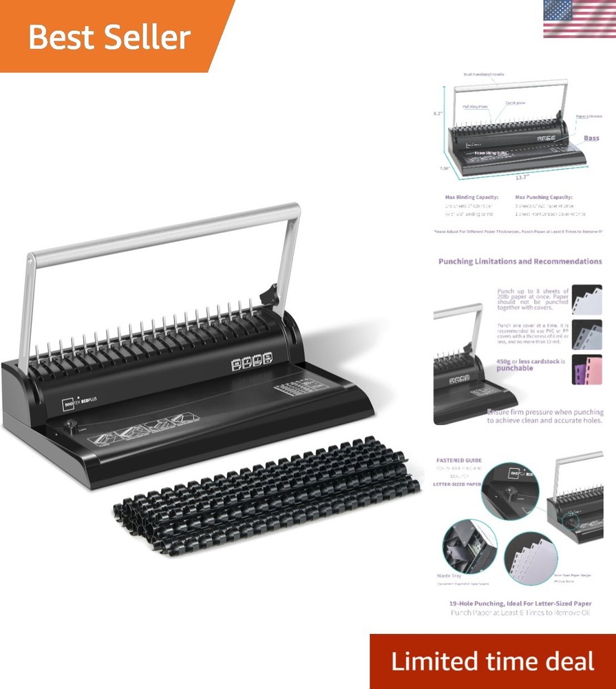 Easy-to-Use Comb Binder with 30 Combs for Letter Size Documents - 145 Sheets