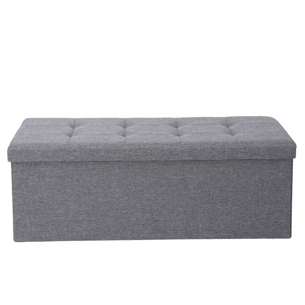 Durable 43" Storage Ottoman Bench Storage Stools Footrest Dark Grey Footstools