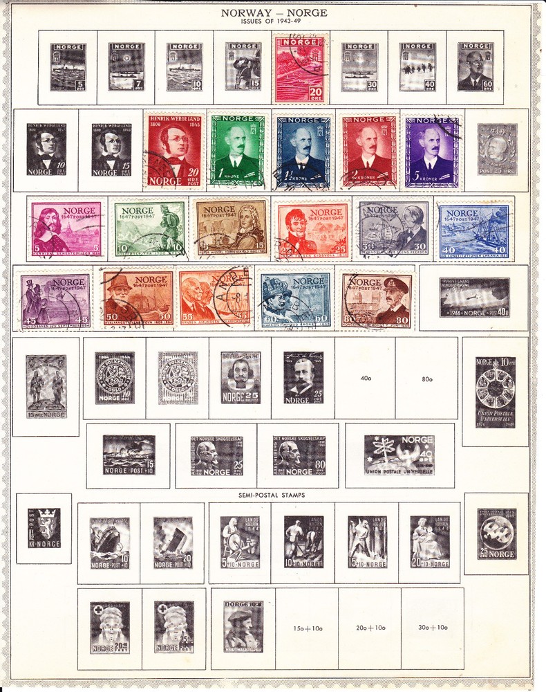 Norway Stamps on pages