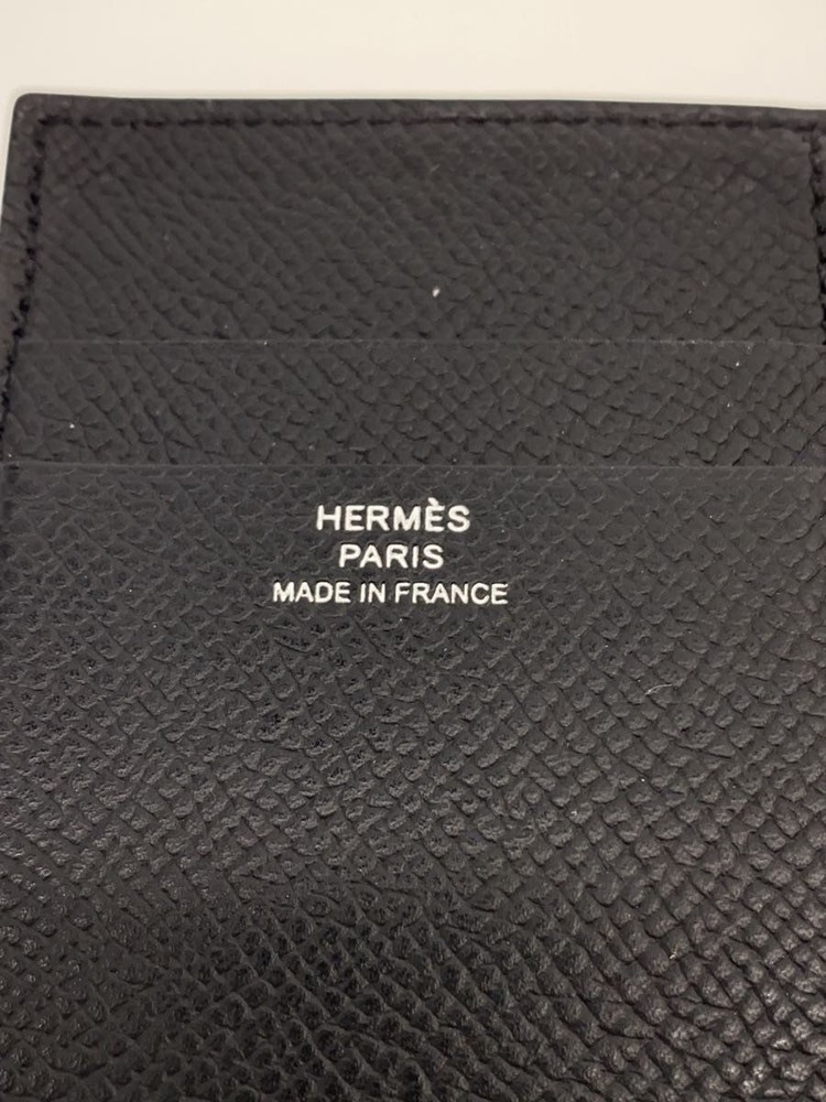 HERMES Card Case MC2 Euclid Leather BLK Plain Mens Used