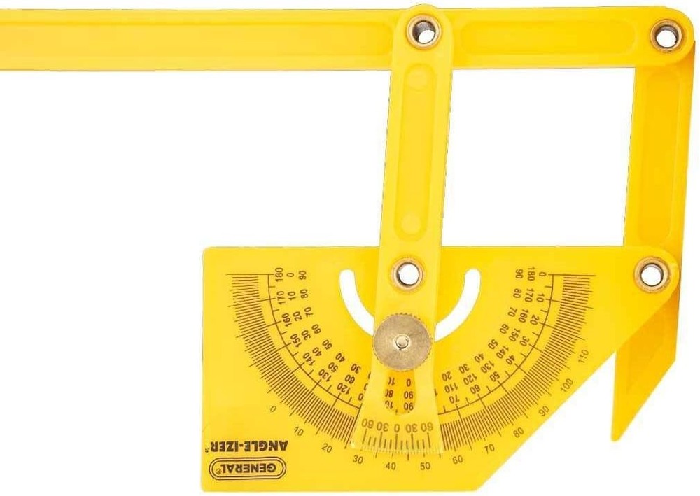Compact Hand-Powered Protractor for Sloped, Inside & Outside Angles - Yellow