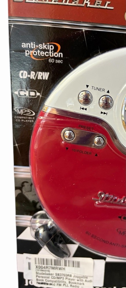 Studebaker RED Retro Portable CD Player CD-R/RW MP3 Playback Programmable New