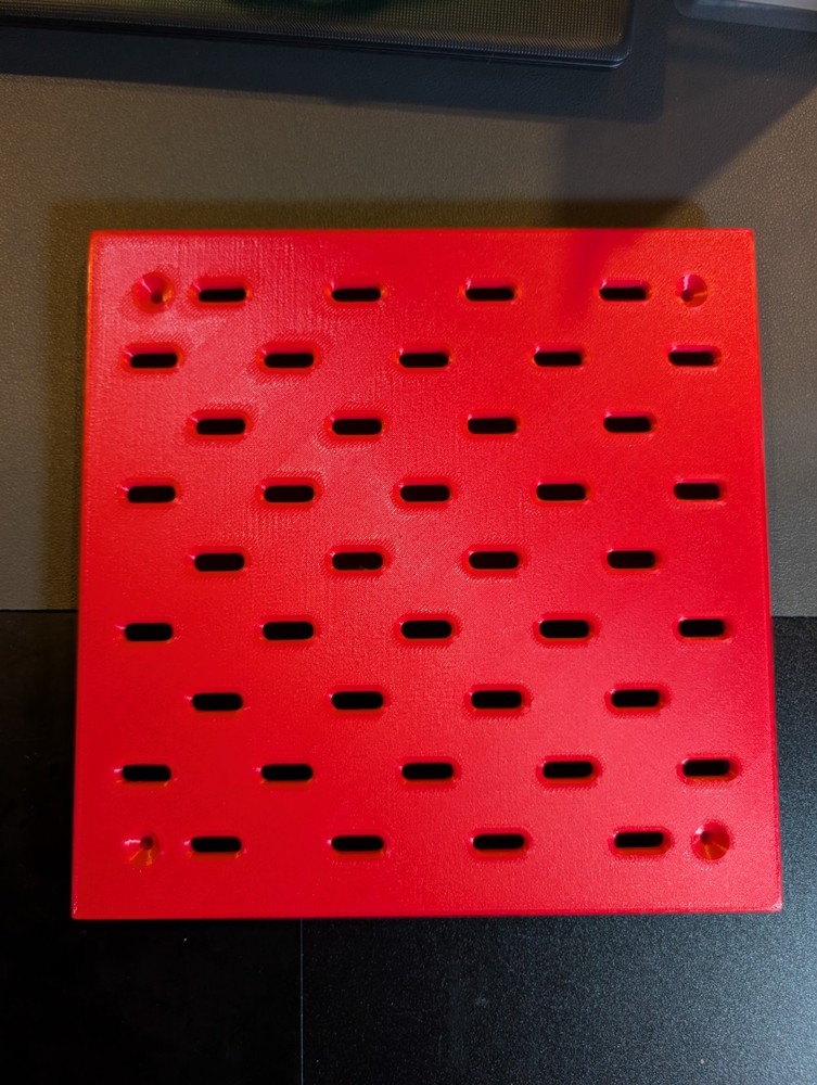 3D printed Slotted Pegboard Panel Organizer Mounting Storage 8in X 8in