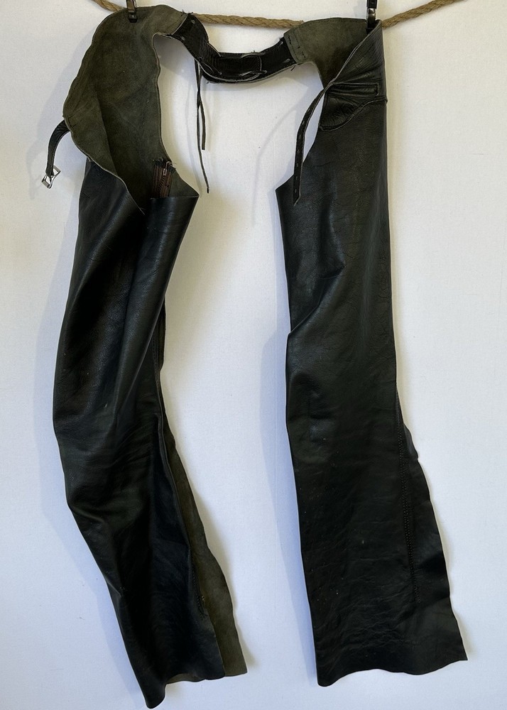 VTG Leather Motorcycle Chaps Biker Women's Medium Black
