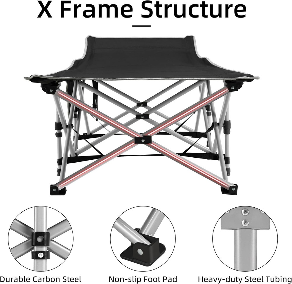 Portable Camping Cot Sleeping Cots Adults 28" Extra Wide Folding Cot Max Load
