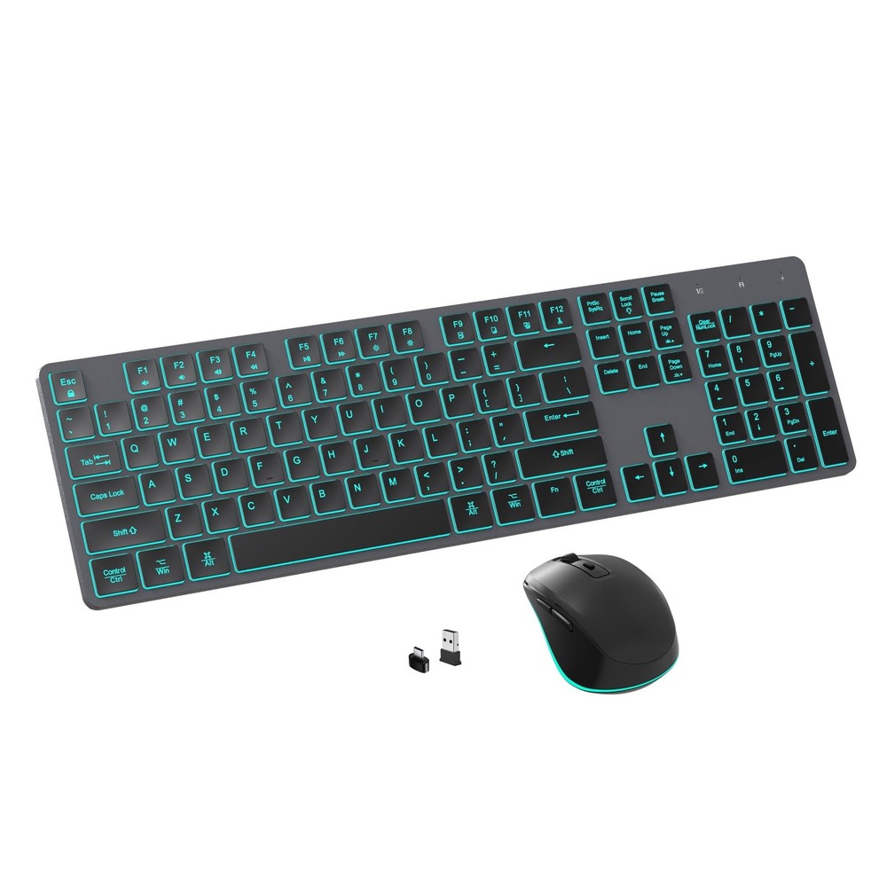 Quiet Wireless Keyboard and Mouse Backlit, Rechargeable Silent Flat Keyboard ...
