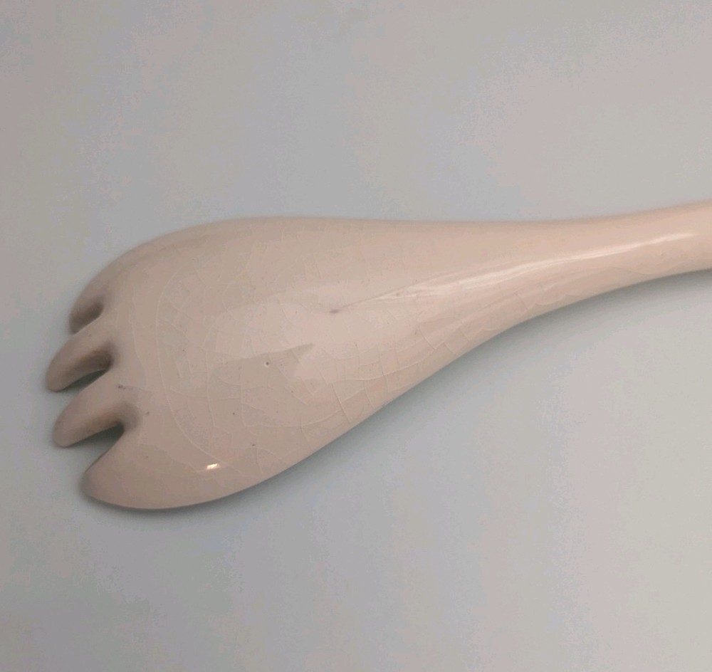 Vintage Ceramic Floral Design Serving Fork with Hanging Handle
