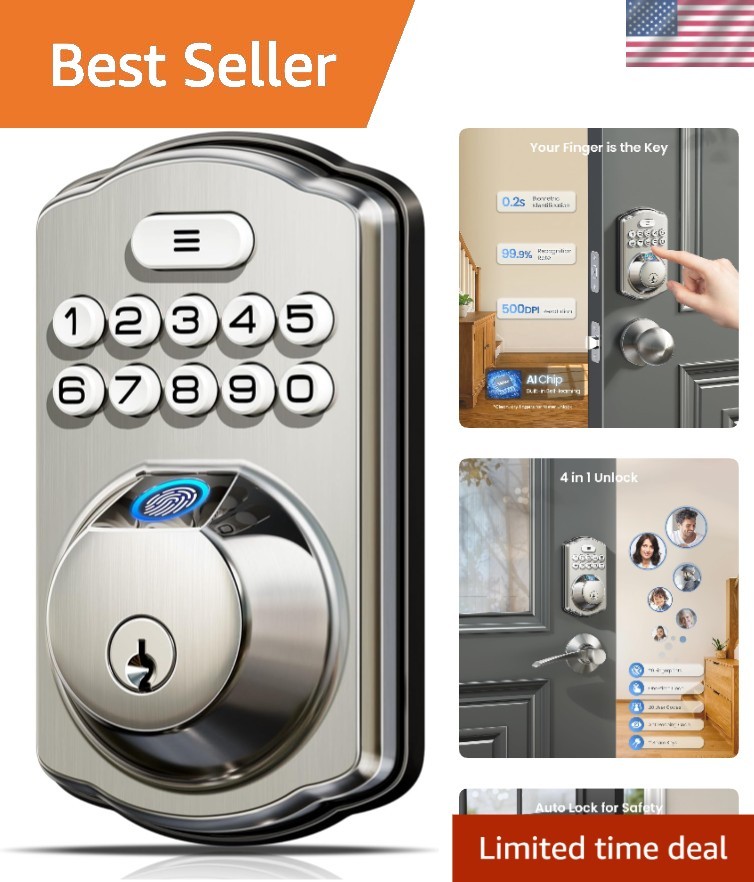 Durable KS02A Keyless Entry Door Lock - 20 User Codes & Auto-Lock Feature