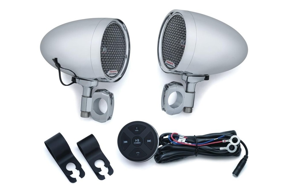 Kuryakyn 2712 Chrome Road Thunder Speaker Pods & Bluetooth Audio Controller