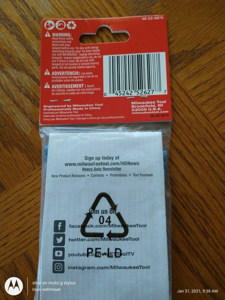 Milwaukee 5 pc D-ring web attachement 2 lbs