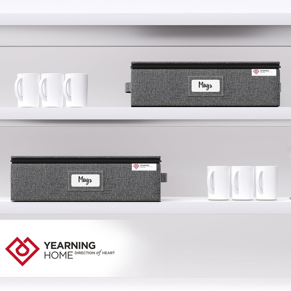 Cup & Mug Storage Box W/ Hard Shell & Dividers Coffee Mugs,Tea Cups &