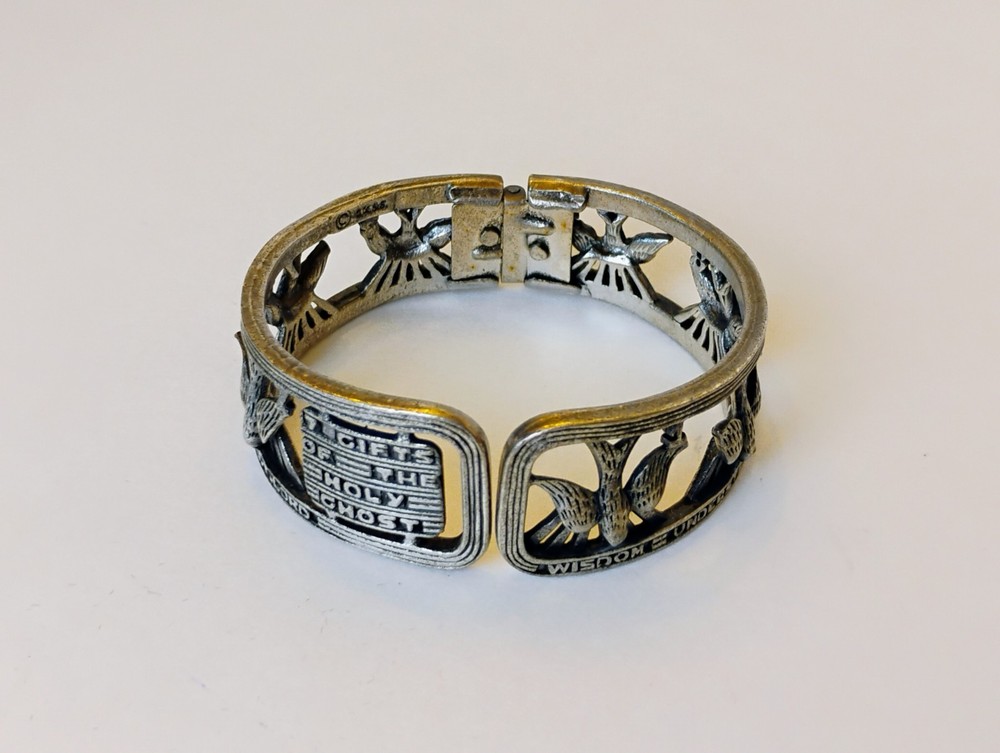 7 Gifts Of The Holy Ghost Hinged Bracelet Bangle Vintage