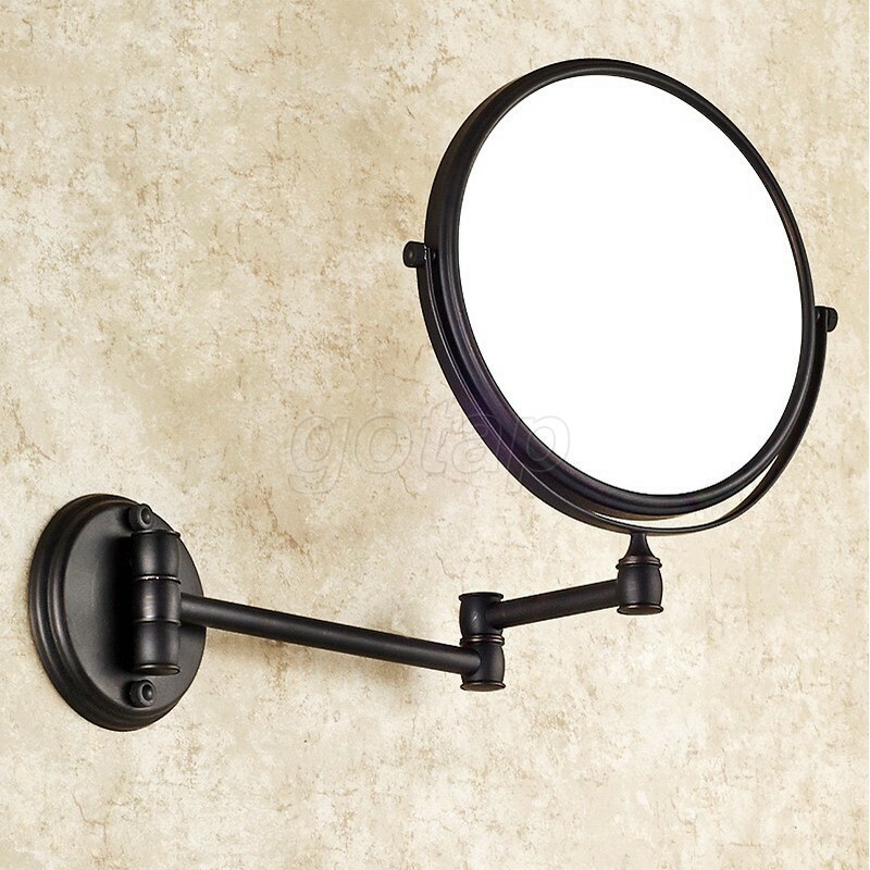 Black Bronze Folding Dual Arm Extend Bathroom Mirror Wall Mounted Makeup Mirror