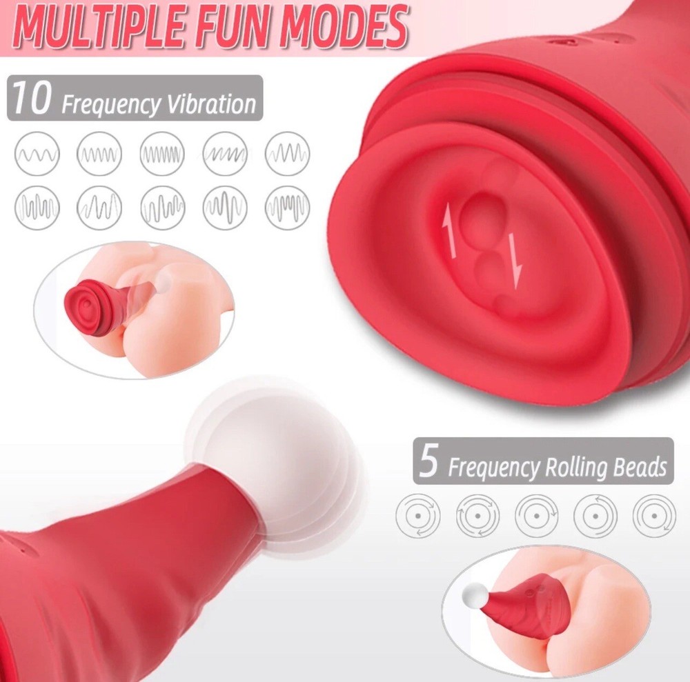 Santa Hat 10 Mode Double Ended Rolling Bead Magical Vibrating Butt Plug Dildo