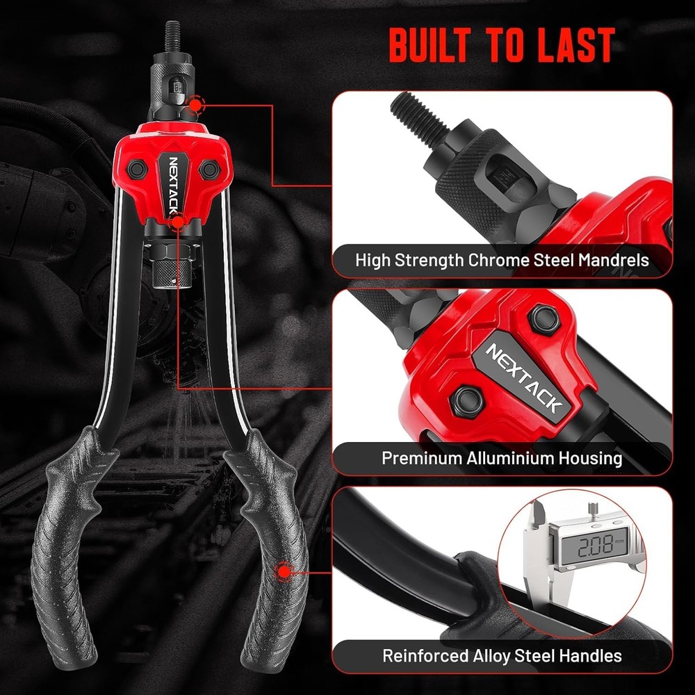 Rivet Nut Tool Kit w/ Step Drill Bit 120 Nutserts, Heavy Duty Rivnut Tool Set