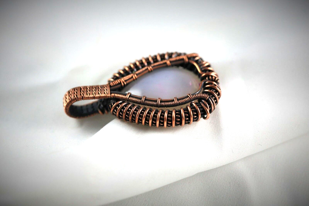 Copper Wire Wrap Pendant Chalcedony Elegant Handcrafted