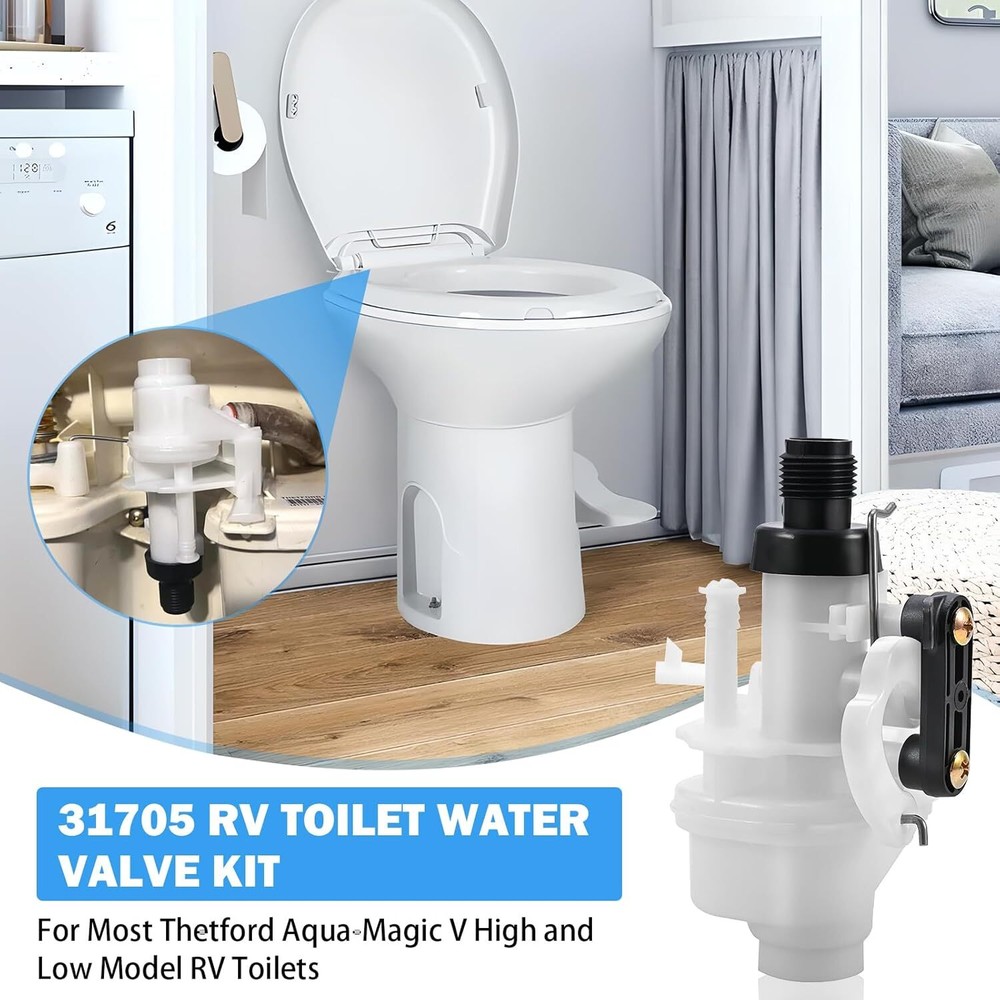 Upgraded Thetford Aqua Magic V Toilet Water Valve Replacement For RV Part# 31705