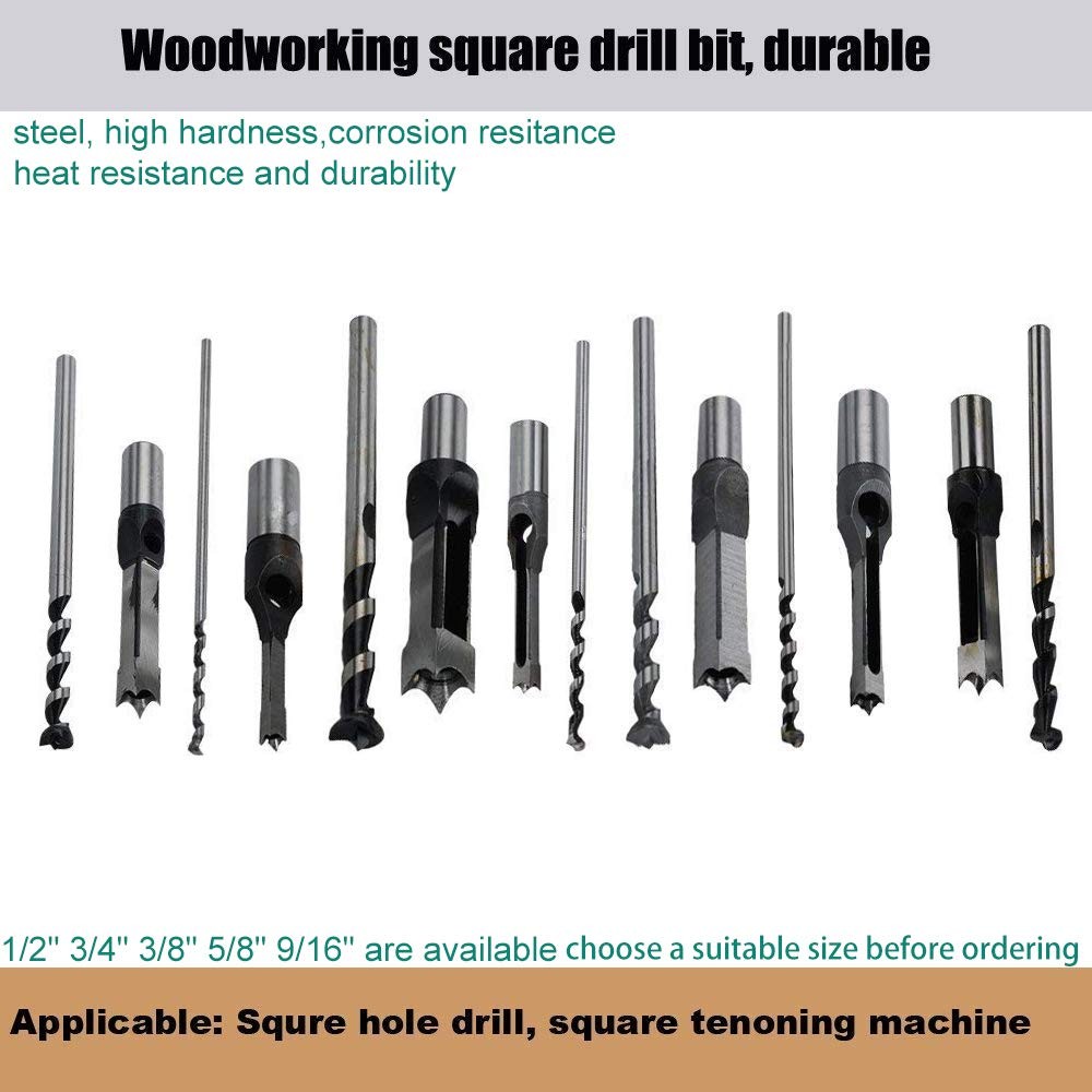 3/4" Mortising Chisel Bit Woodworking Square Hole Drill Bits Woodworker Power...