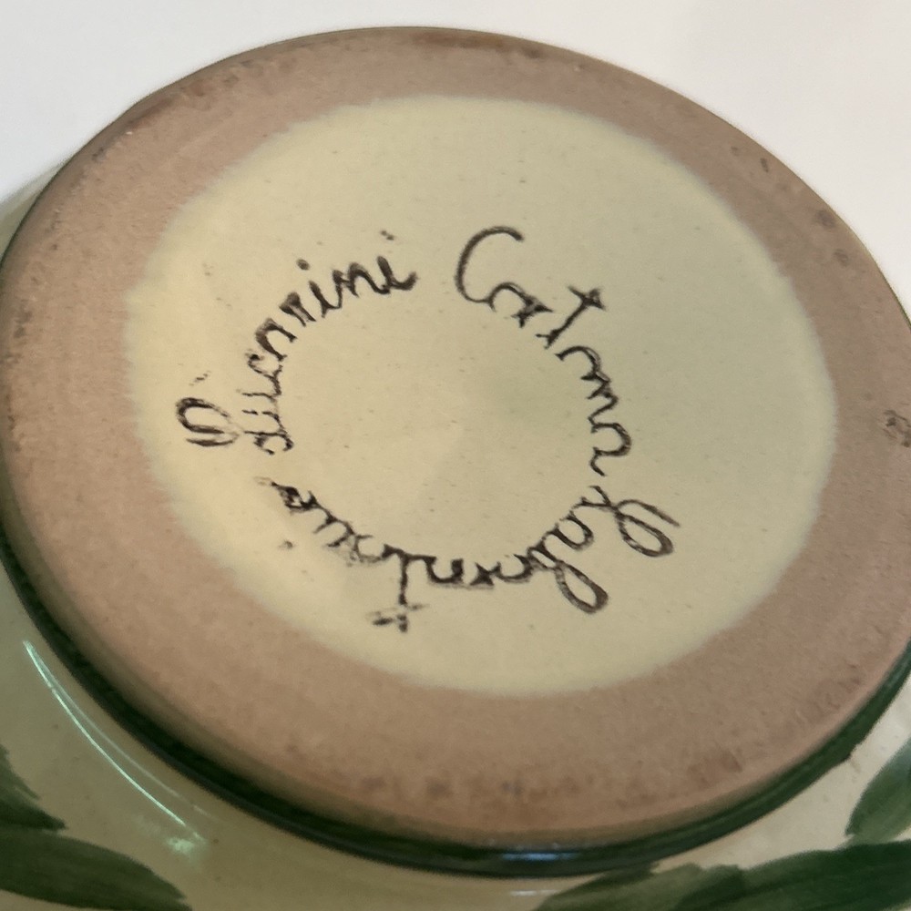 Ceramic Handpainted Floral Pitcher Italy Signed