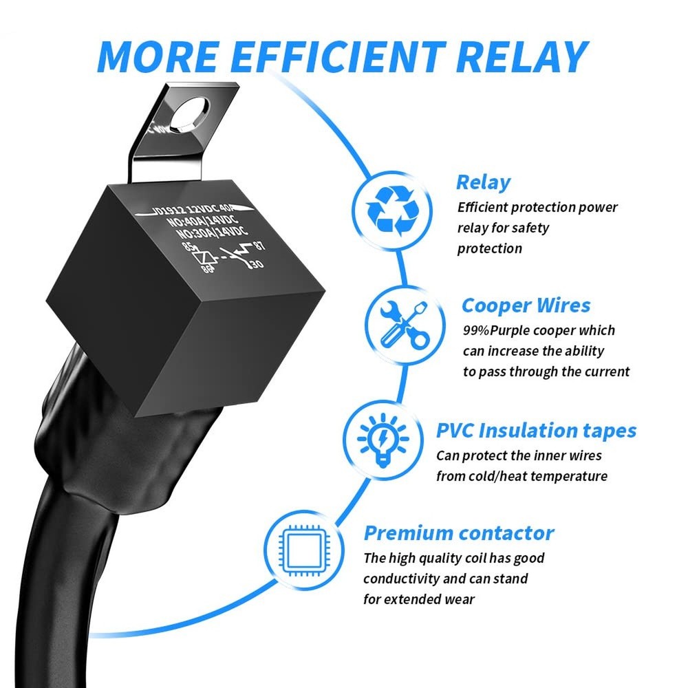 LED Light Bar Wiring Harness Kit 18AWG 12V Trailer Light Switch Relay Blade F...