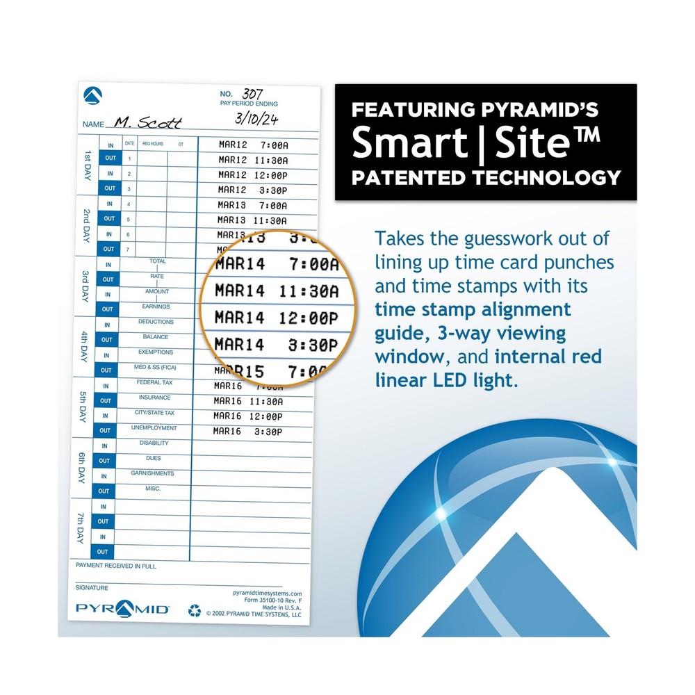 Pyramid Time Systems, 3700ss, Heavy Duty Time Clock & Document Stamp, Metal B...