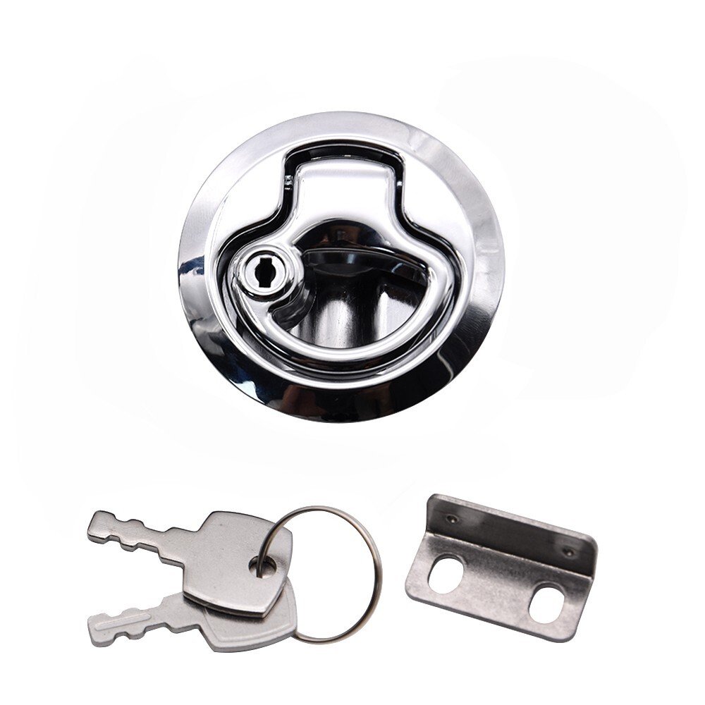 2" Round Locking Flush Pull Latch Hatch Lift Key Marine Boat Door Deck Hardware