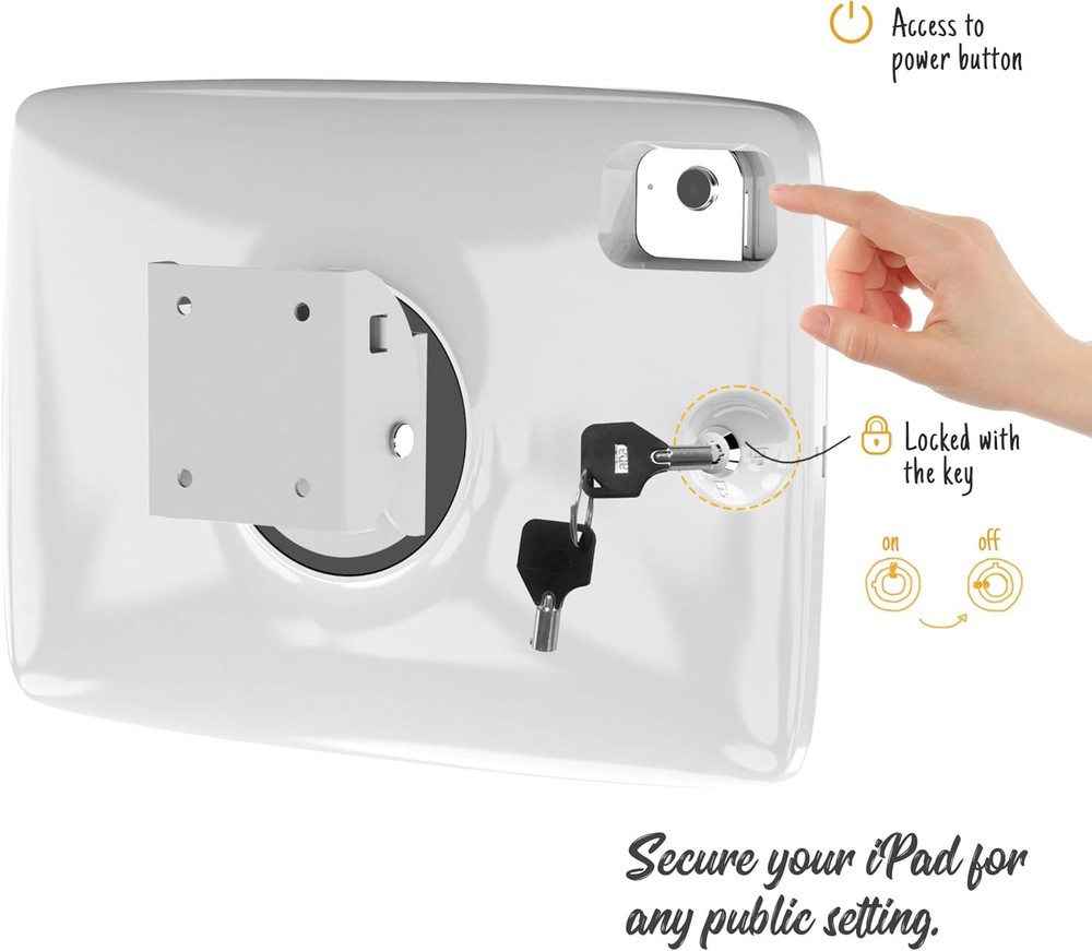 Tablet Wall Mount Lockable Tiltable Anti-Theft Security Compatible with iPad 10.