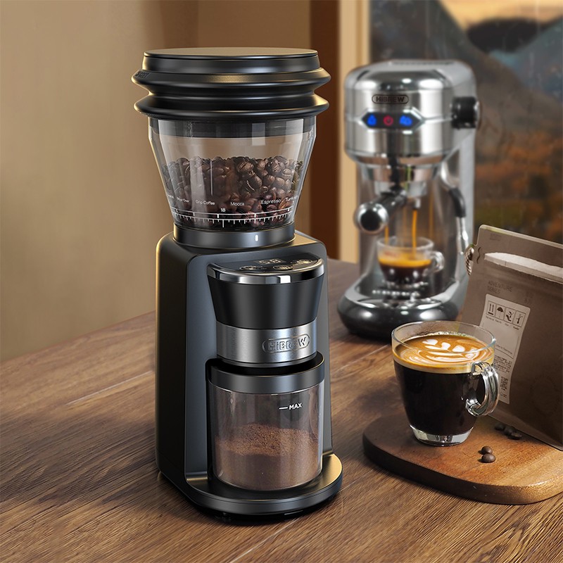 HiBREW Automatic Espresso Coffee Grinder 31 Grind Settings Visual Bean Storage