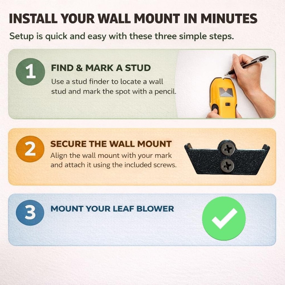 Leaf Blower Wall Mount Bracket for EGO, Garage Storage Holder Black