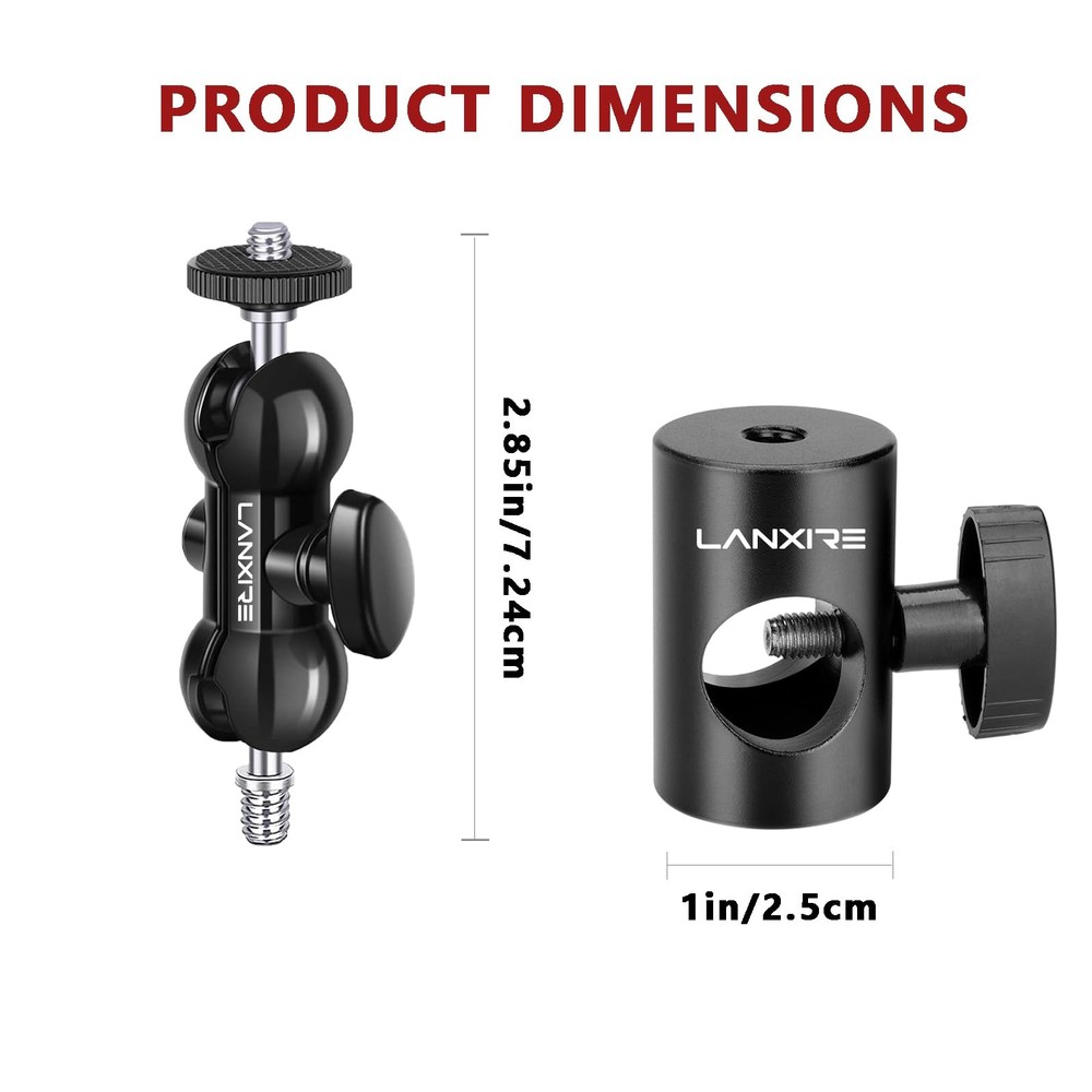 Light Stand Mount Adapter with Double Ball Head - Compatible with Ring Light ...