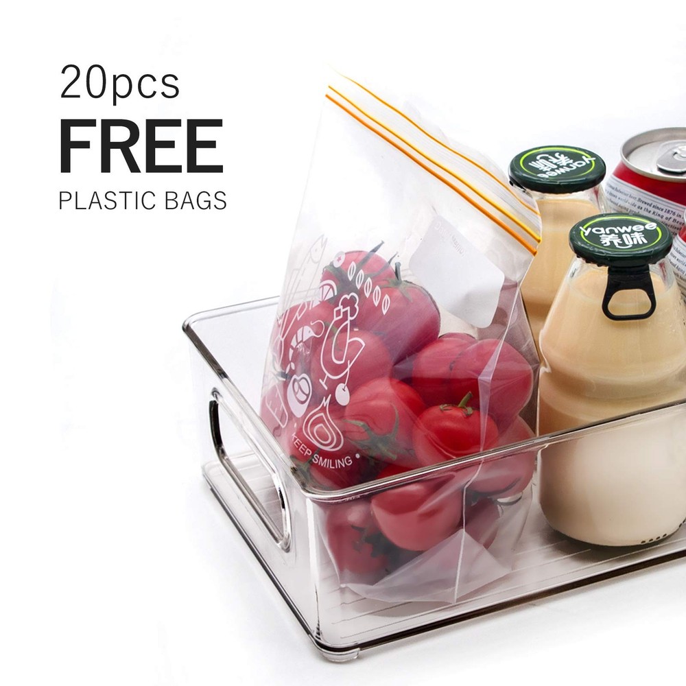 Stackable Refrigerator Organizer Bins - 6 Pack Clear Kitchen Containers