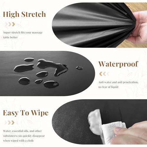 Leather Massage Table Cover Wipeable Covers for Massage Table 1 Black