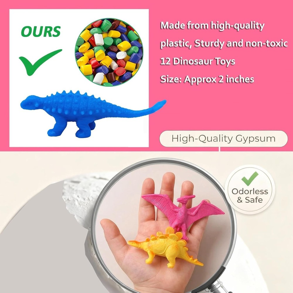 Dino Eggs Dig Kit, 12 Pack Dinosaur Eggs Excavation Science Experiments Kits ...