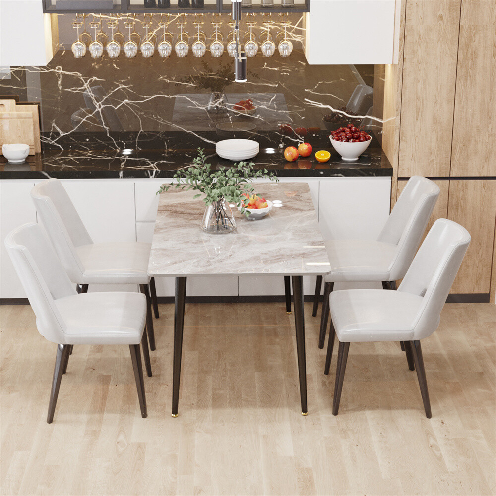 Large Dining Table For 4-6 People Modern High Gloss Sintered Stone Table Kitchen