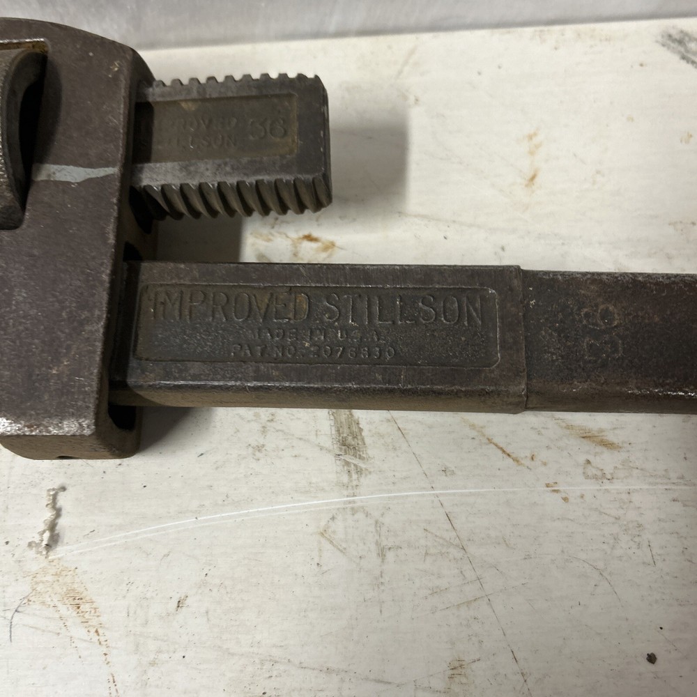 36” Pipe Wrench, Improved Stillson 36 Vintage Pipe Wrench