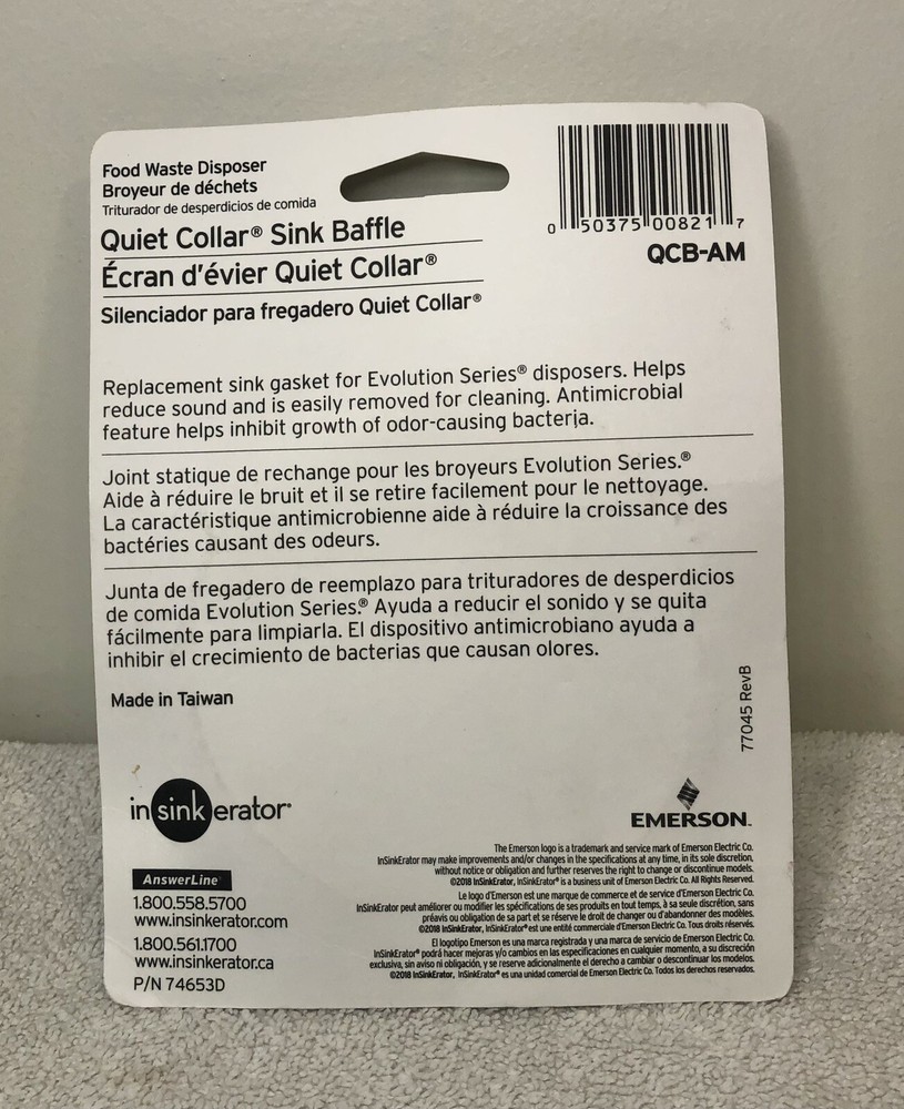 NEW InSinkErator QCB-AM Evolution Series Quiet Collar Sink Baffle Waste Disposer