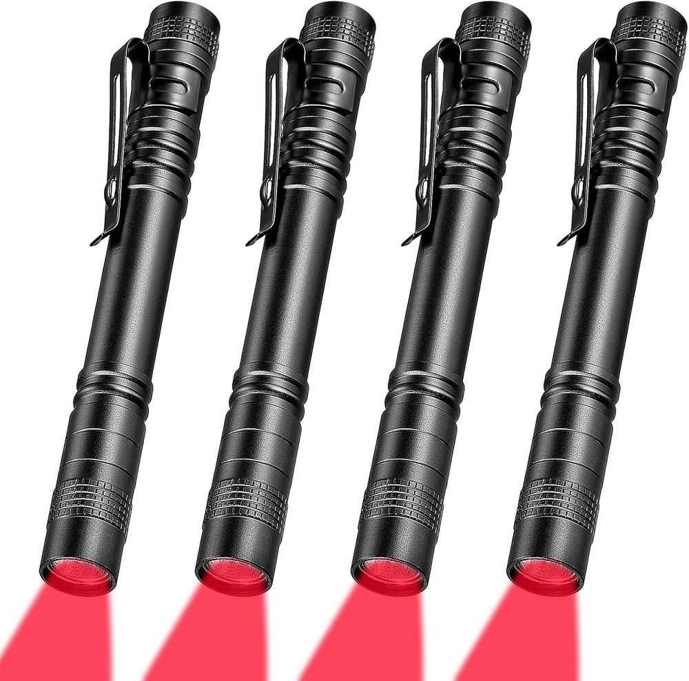 4 Pcs Red Light Flashlight Red LED Flashlight Pen Light Bright Torch for Night A
