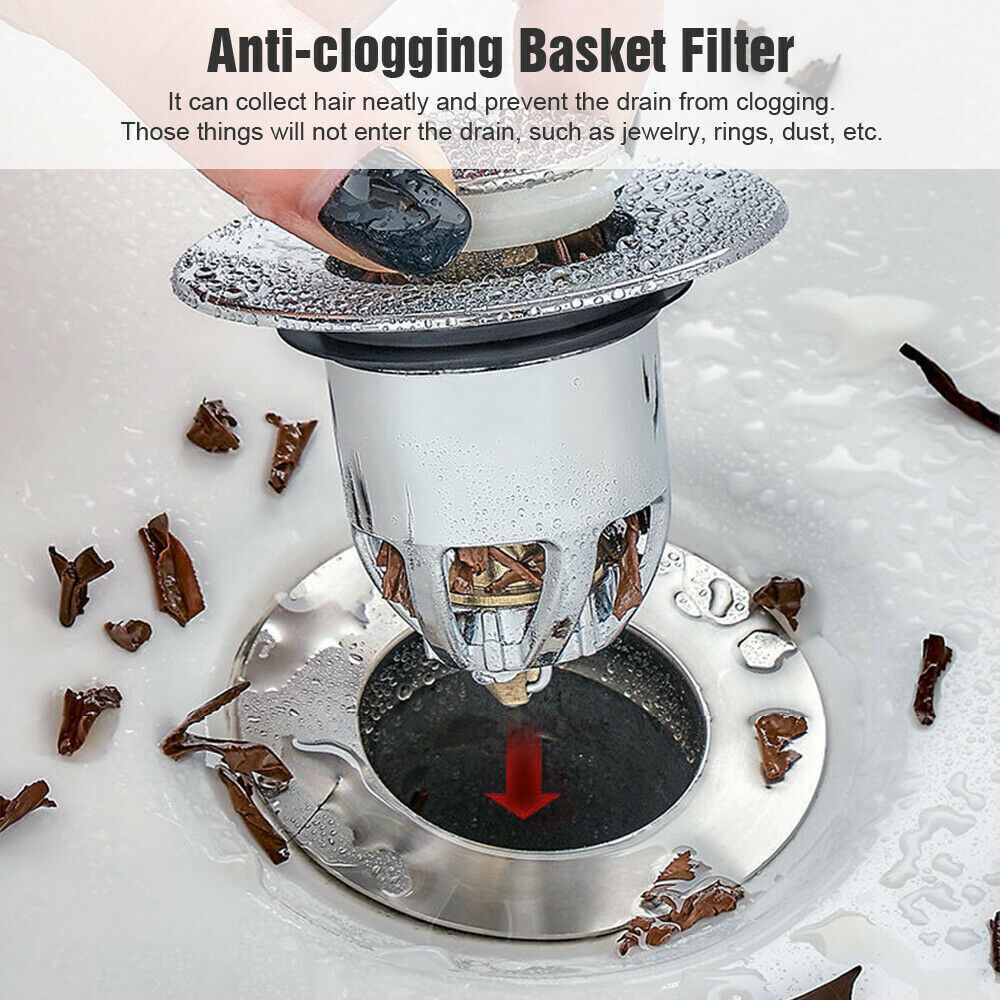 2 PCS Universal Bathroom Sink Stopper Pop-Up Drain Filter Wash Basin Core US