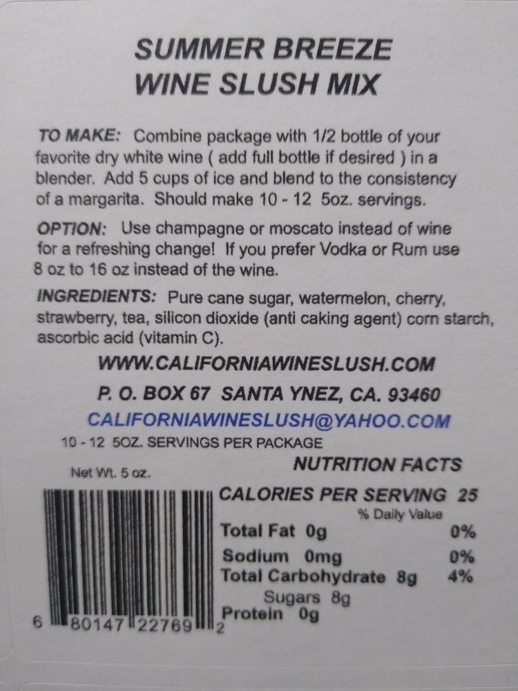 SUMMER BREEZE ROSE' WINE SLUSH MIX