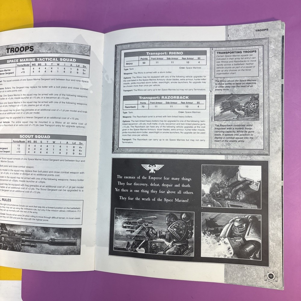 Games Workshop - Warhammer 40K - Codex - Space Marines - 1998 FREE SHIPPING