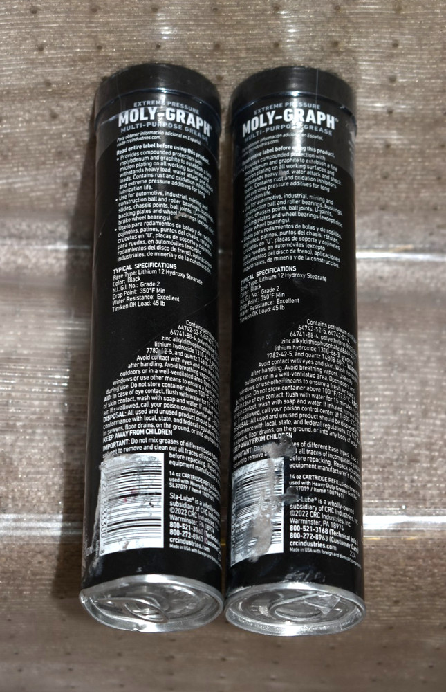 TWO~Sta-Lube Moly-Graph Extreme Pressure Multi-Purpose Lithium Grease - 14 oz.