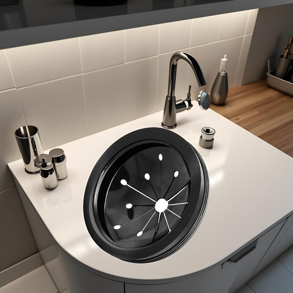 Black 3-Inch Garbage Disposal Splash Guard - Kitchen Sink Baffle Covers