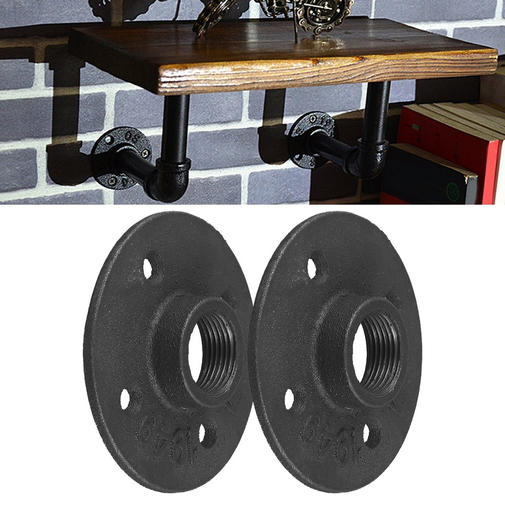 3/4 Black Painted Floor Flange with Threaded H 2 Pack Secure Installation