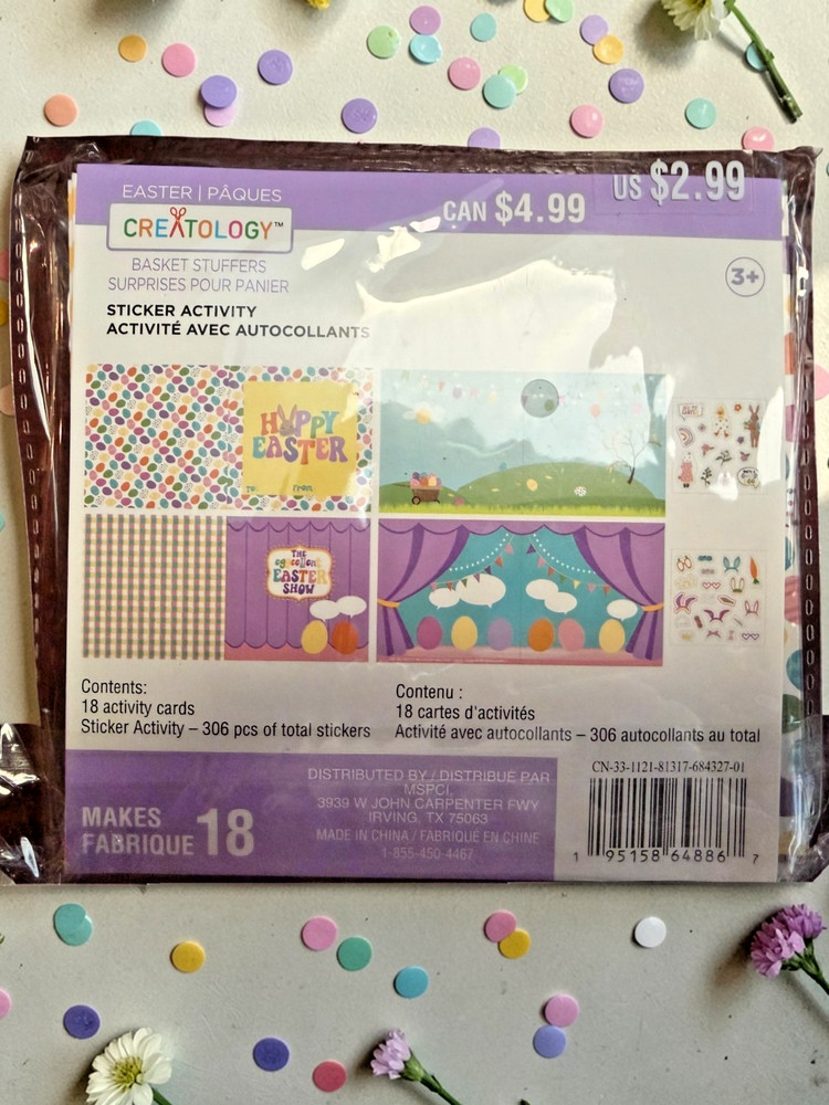 New Creatology Easter 18 Activity Cards Sticker Activity Set. 2 pack