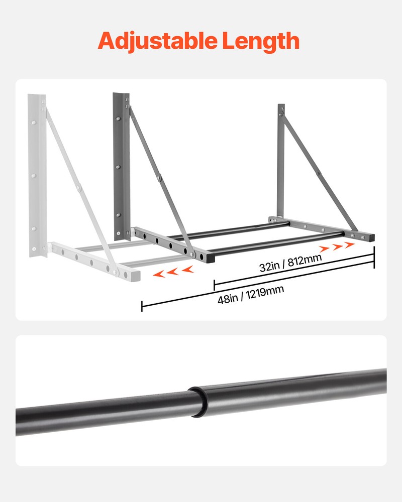 Wall Mounted Folding Tire Rack 32"- 48" Adjustable Storage Rack for Garage