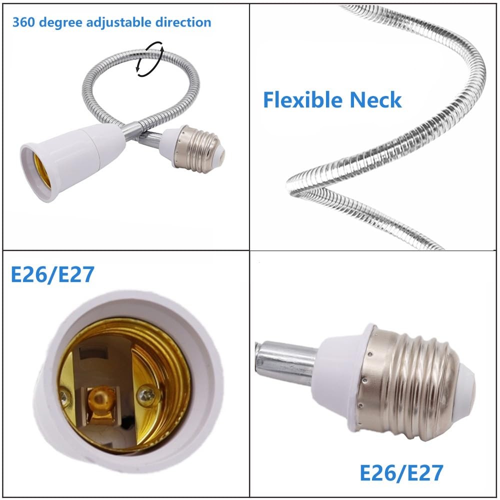 E26/E27 Light Socket Extender Adapter,60cm/24 inch Bulb White